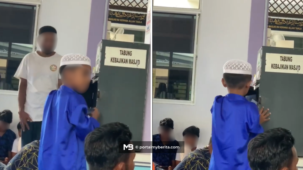 Tular kanak-kanak selamba ambil duit tabung masjid depan orang ramai
