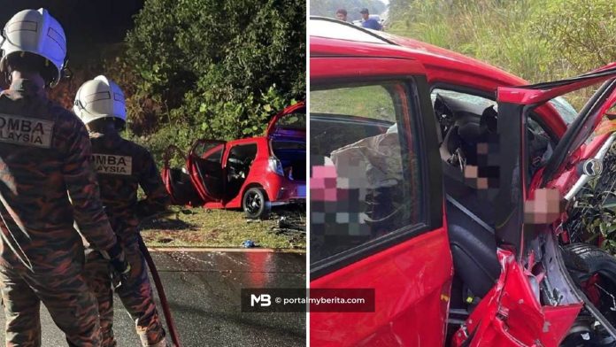 SUV terbabas ke laluan bertentangan, suami isteri antara tiga maut