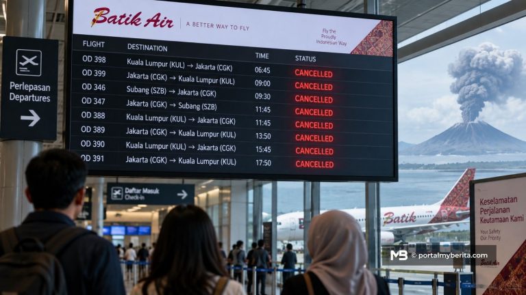 Lapan penerbangan Batik Air KL-Jakarta kekal dibatalkan akibat aktiviti Anak Krakatau