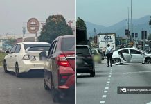 Sedan putih ‘mencelah’ trafik, hilang kawalan rempuh pembahagi jalan Sedan putih 'mencelah' trafik, hilang kawalan rempuh pembahagi jalan