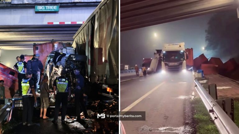 Anggota JPJ maut tersepit dalam kenderaan, dua treler terbabit kemalangan di Senawang